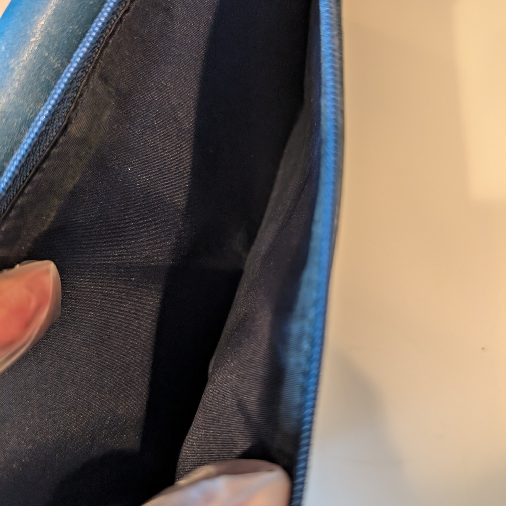Coach Blue Leather Wallet with Gold Accents - Picture 8 of 13